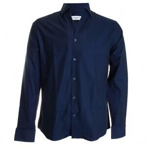 NEW GARNET CLOTHIERS men's open placket sport shirt in navy